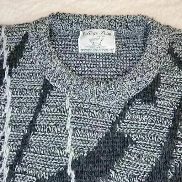 80s Vintage Womens L Geometric Crew Neck Sweater College Point Abstract Retro - Picture 5 of 14